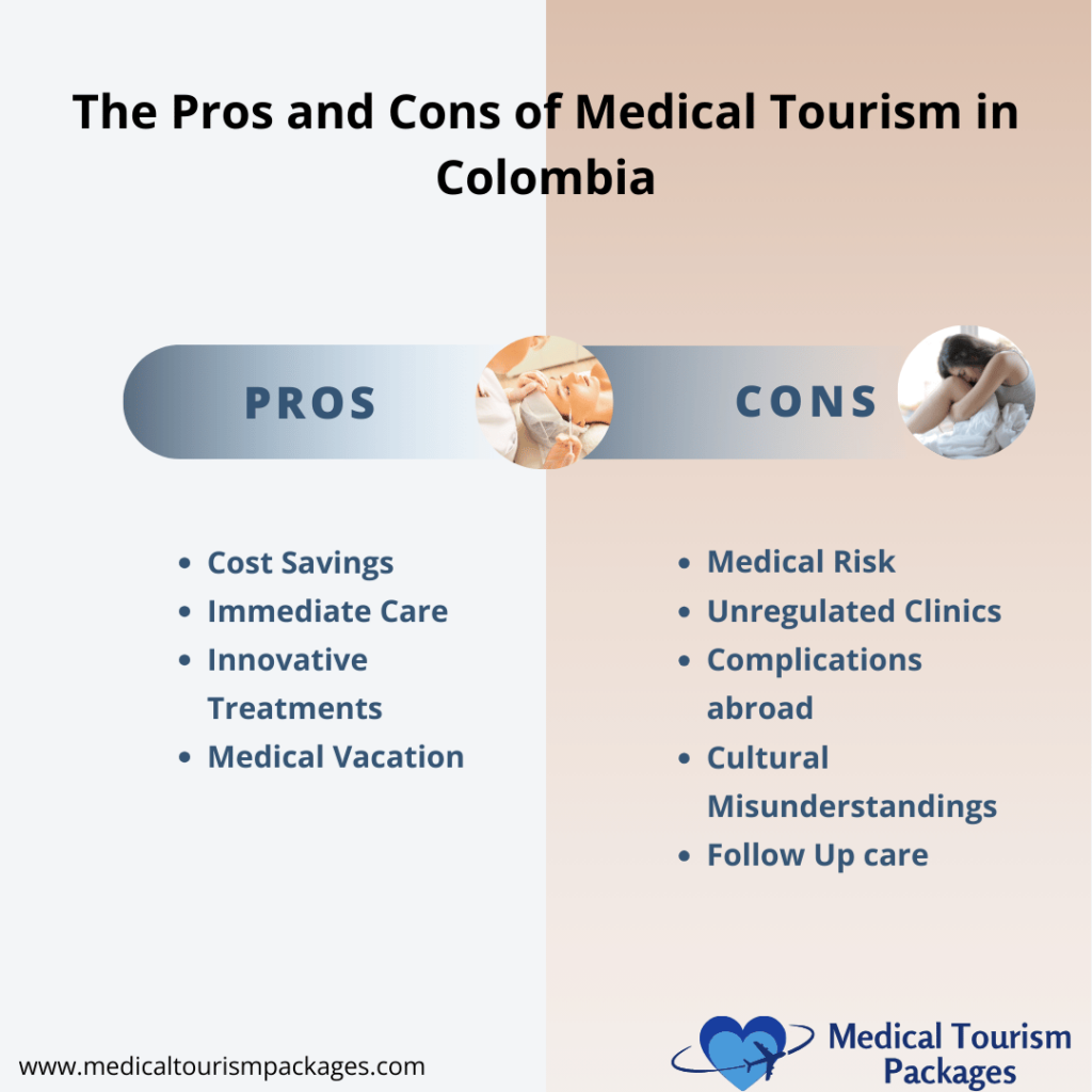 Exploring the pros and cons of medical tourism in Colombia, one finds compelling advantages like cost savings, immediate care, innovative treatments, and the allure of a vacation. However, potential pitfalls include medical risks, unregulated clinics, and postoperative complications.